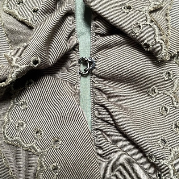 RED VALENTINO womens blazer jacket 2 olive green flared ruffle hem safari - Picture 10 of 14